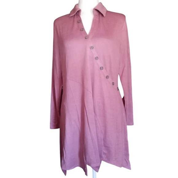 Soft Surroundings Dusty Rose Tamara Tunic Top Button Detail Size Medium - Picture 2 of 7